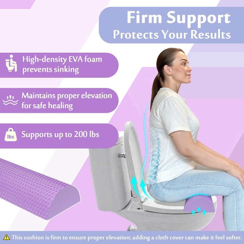 AOSSA BBL Pillow Toilet Riser, Toilet Seat Cushion for Brazilian Butt Lift Recovery, Toilet Riser Butt Pillows for Sitting Booty Pillow, BBL Post Surgery Foam Chair Seat Support Pad (Purple) - Image 3